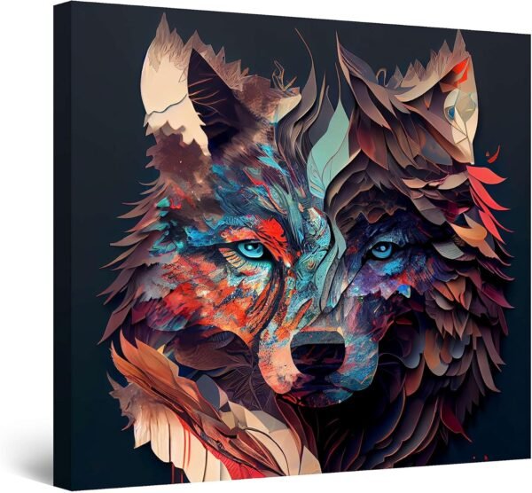 Grab affordable StartOnight Canvas Wall AR - Purple Colourful Wolf - Descoration Artiork Rive Room Ready to hang for Big Pust - Image 2