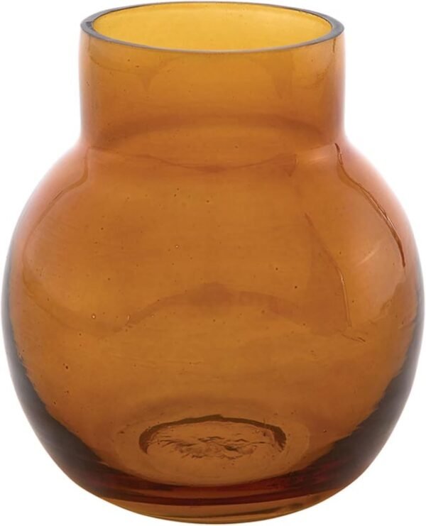 Grab high-quality 47th & Main Flower Vase Modern Shaped Glass Small Bud Vase for Home Dentor, 3.25" Diameter x 3.75", Amber - Image 2