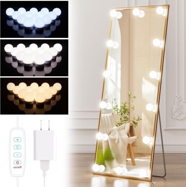Grab high-quality Brightown 14 Dimmable Bulb Hollywood Makeup Mirror Light, 22ft Adjustable Vanity Lighting Fixture for Full Length Mirrors (Mirror not included) - Image 2