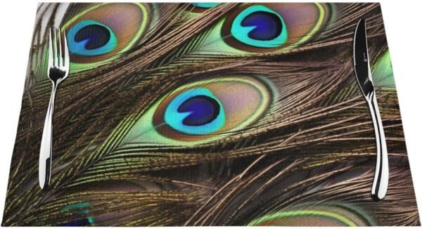 Grab recommended Peacock Feather Print Plan Mat Table Mat Heat Resistant Non-Slip Location Mat 18 x 12 Inch - Image 2