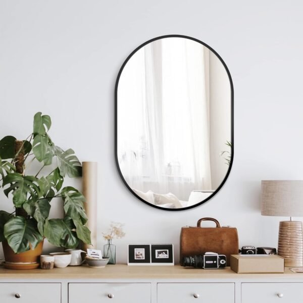 Grab the best Bathroom mirror for walls, 30'x20'', black oval mirror for bedroom Bates bathroom, metal frame vanity mirror (30''x20'', black) - Image 2
