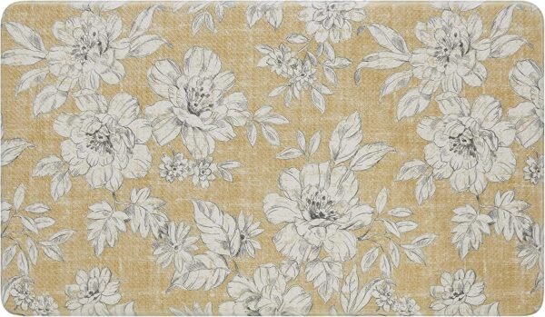 Grab the best Laura Ashley-Anti-Fatigue Kitchen Mat | Flower Design Iris | Stain, Water, Fade Resistant | Cooking and Standing Relief | Anti-slip Backing | 17.5" x 32" | Tan Iris - Image 2