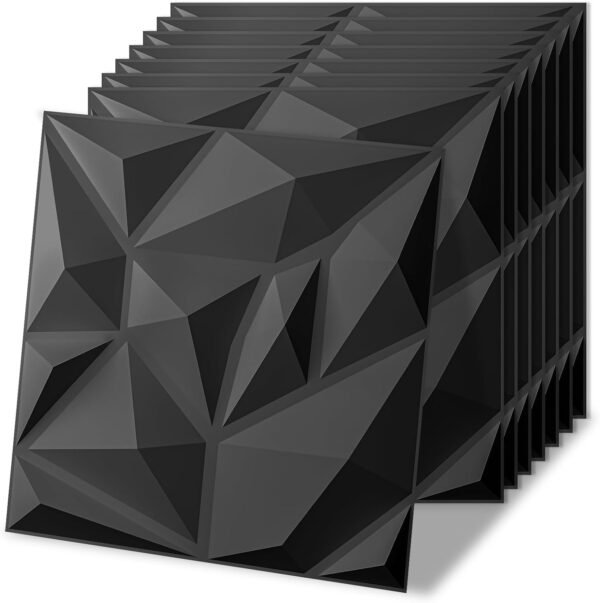 Order affordable ART3D 20 Decorative Pack 3D Wall Panel, 19 square feet PVC Interior Wall Dicoll, 11.8"X11.8", Black - Image 2