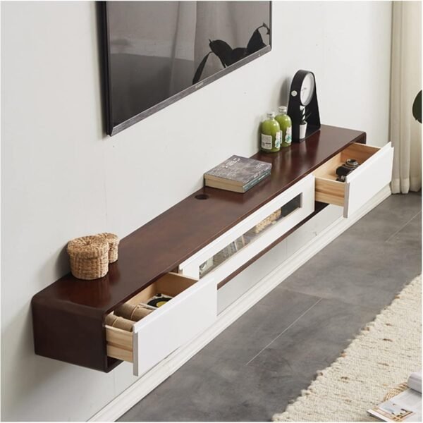 Order high-quality Modern floating TV console with storage drawers Wall mounted cabinet, stylish entertainment shelf for living room and bedroom, Media Room Organizer (140x24x20cm, Color: a) - Image 2