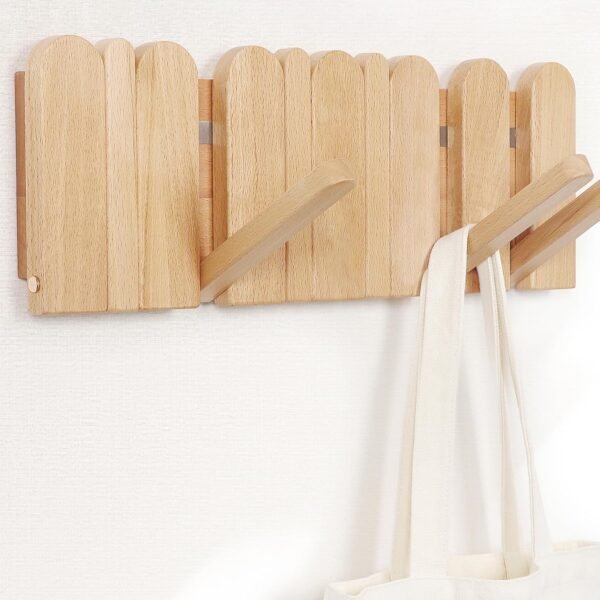 Order the best Coat Rack Wall Mount: Wood Free Ho Horse Wall Decoration 6 Hooks 16.8''Machic Foldable Hook Mounted Entrance Hanger, Space-saving for Hanging Jacket Bags for Apartments and Modern Homes - Image 2