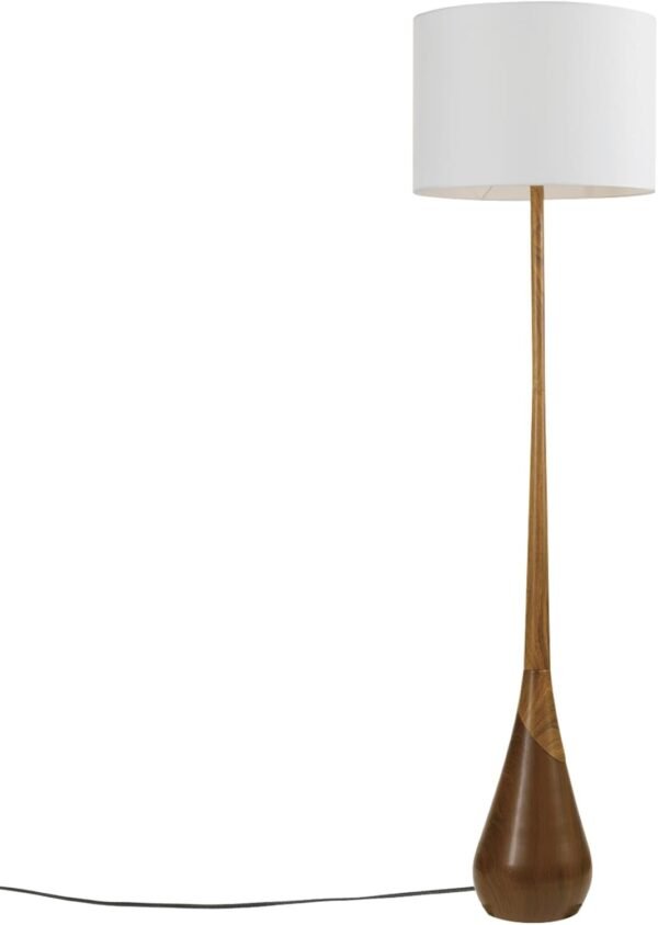 Order the best Globe Electric Novogratz x Harrington 65" Floor Lamp, 2-tone Fake Wood Base, White Faux Wood Shade, Socket Rotary Switch 67225 - Image 2