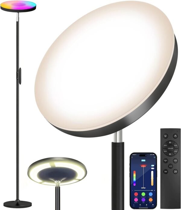 Order the best Keepsmile Double Side Lighting LED Floor Lamp Remote Smart App 36W/2600LM Bright Tall Standing RGB Floor Lamp Multicolor Damable Modern Floor Lamp Living Room Bedroom Office - Image 2