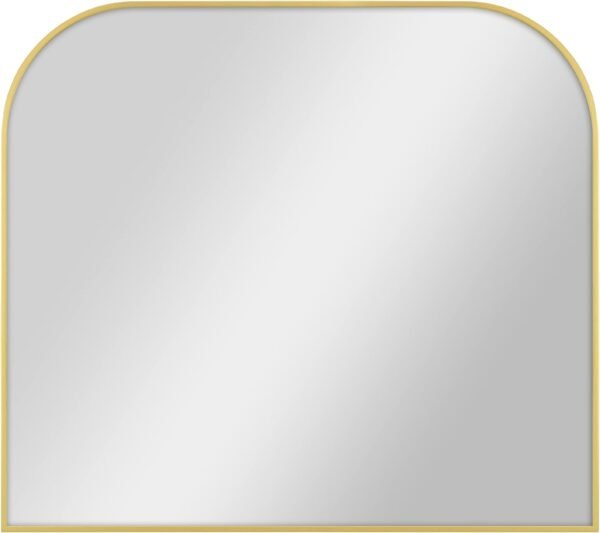 Order the best MCS Master & Co. Modern Metal Large Wall Mirror, Mantle Arch Mirror for Minimalist Home Decoration Living Room, Bedroom, or Bathroom, 36 x 32 inches, Brass - Image 2