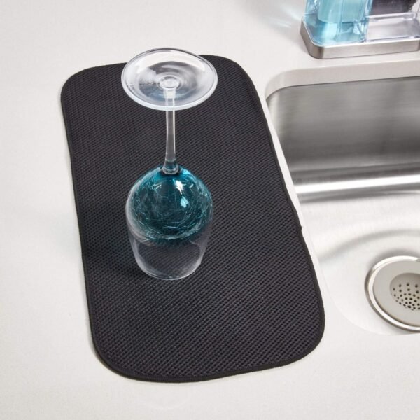 Order high-quality idesign idry fabric mini kitchen countertop absorbent dish drying mat, 18"x9" - black - Image 3