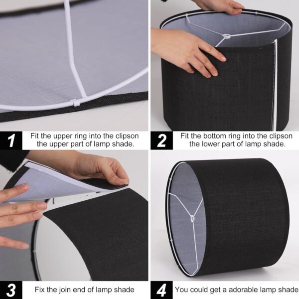 Grab the best Black Drum Lamp Shade, Lamp Shade Floor Lamp for Table Lamp, 13" Top x 13" Bottom x 10" High Long Line Fabric Lamp Shade, Easy Assembly Replacement Lamp Shade - Image 8