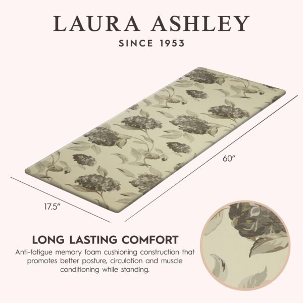 Buy affordable Laura Ashley-Anti-Fatigue Kitchen Mat | Hydrangea Floral Design | Stain, Water, Fade Resistant | Cooking and Standing Relief | Anti-slip Backing | 17.5" x 60" | Grey Headge - Image 4