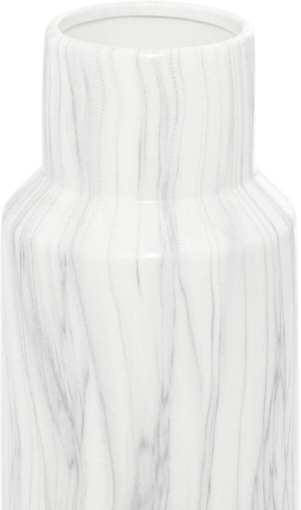Grab recommended Deco 79 Ceramic Decorative Vase Fake Marble Centerpiece Vase, Vase for Home Decoration 6"x6"x15", White - Image 3