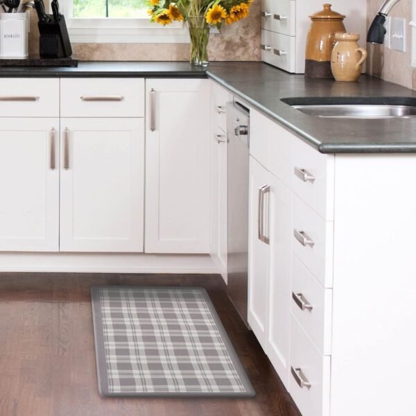 Explore affordable Laura Ashley-Anti-Fatigue Kitchen Mat, Grace Plaid Design, Stain, Water & Fade Resostant, Cooking & Standing Relief, Non-slip backing, Measuring 17.5" x 32", Light Gray Ply - Image 3