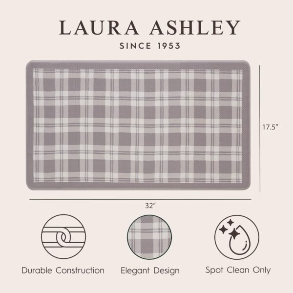 Explore affordable Laura Ashley-Anti-Fatigue Kitchen Mat, Grace Plaid Design, Stain, Water & Fade Resostant, Cooking & Standing Relief, Non-slip backing, Measuring 17.5" x 32", Light Gray Ply - Image 4