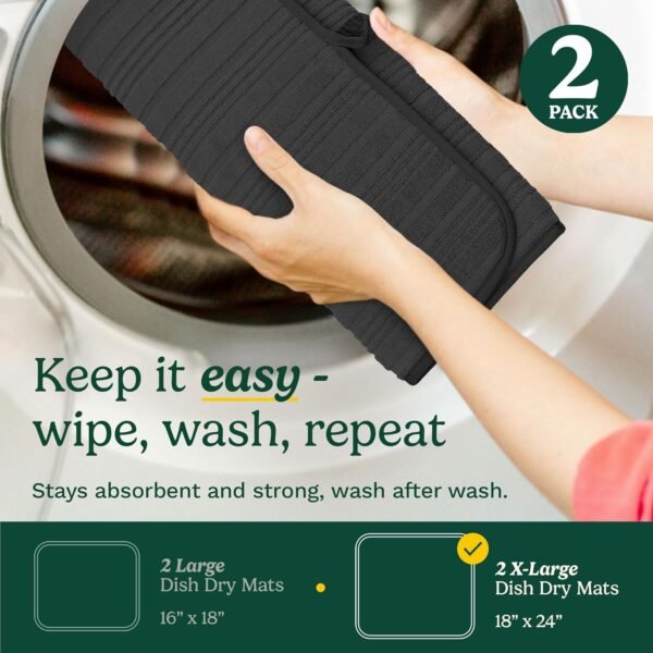 Explore high-quality Cuisinart Dish Dish Dish Mat for Kitchen Counter - (2) 18"x24" Super Absorbent Dish Dish Mat XL - Foldable, Machine Washable, High-Speed Dish Mat (Horizontal Stripe) - Image 7