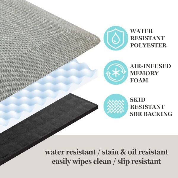 Buy affordable Martha Stewart Mira Modern Heathered Solid Anti-fatigue Air Penetration Kitchen Mat, Brown, 19.6"x32" - Image 6