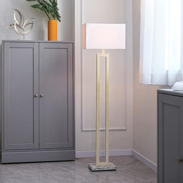 Explore recommended Includes Globe Electric 12273 D'Alessio 58" Floor Lamp, Gold, White Linen Shade, Fake Marble Base, On/Off Socket Rotary Switch, Title 20 LED Bulb - Image 3
