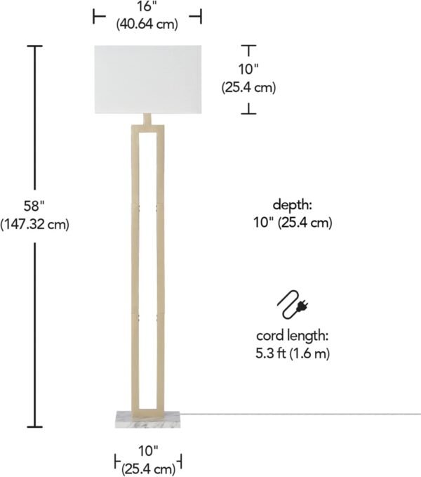Explore recommended Includes Globe Electric 12273 D'Alessio 58" Floor Lamp, Gold, White Linen Shade, Fake Marble Base, On/Off Socket Rotary Switch, Title 20 LED Bulb - Image 8