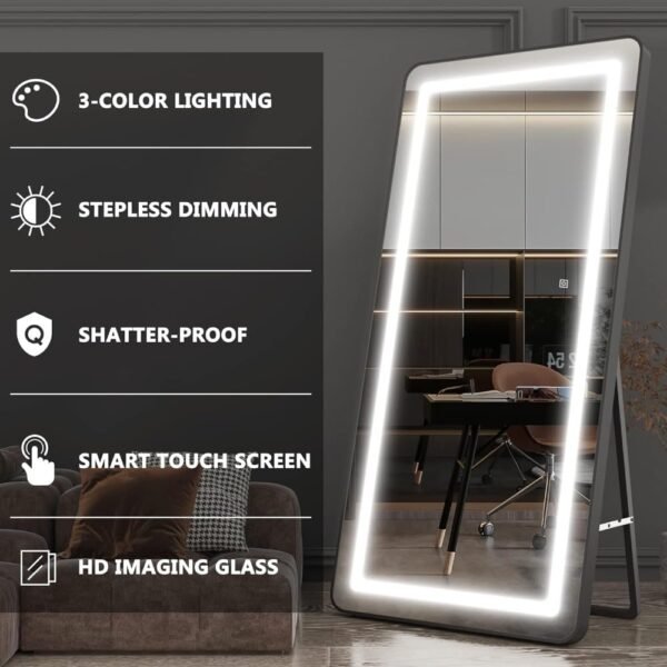 Explore recommended Dim 3-color LED light full body dressing mirror - Image 3