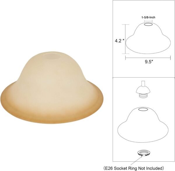 Grab recommended Gilta Small Floor Lamp Glass Shade Replacement Gloves - Pitting Opening 1.625" Elegant Style Small Lighting Fixture Shade, Height: 4.13" (105mm), Width: 9.45" (240mm). - Image 4