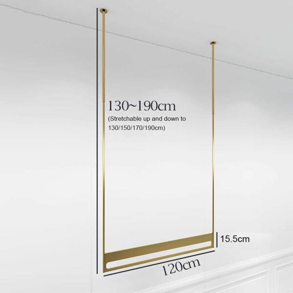 Buy recommended Floor - Exceptional Solid Wood Rotating Coat Rack, Golden Wrought Iron Clothing Display Stand Hanging Rod - Stylish Retail Ceiling Rack for Stores, Window Displays, Clothes - Image 4