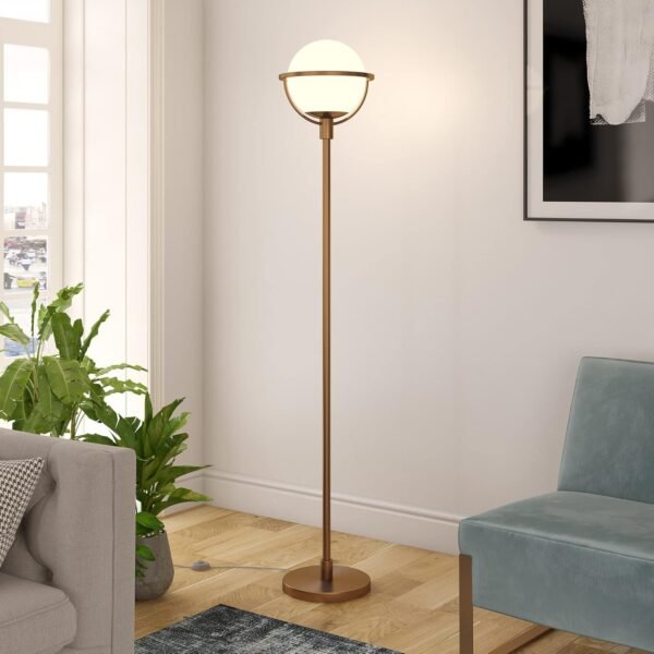 Order affordable Henn & Hart Ciiona Globe & Stem Floor lamps are brass/white glass tints, 68" - Image 3