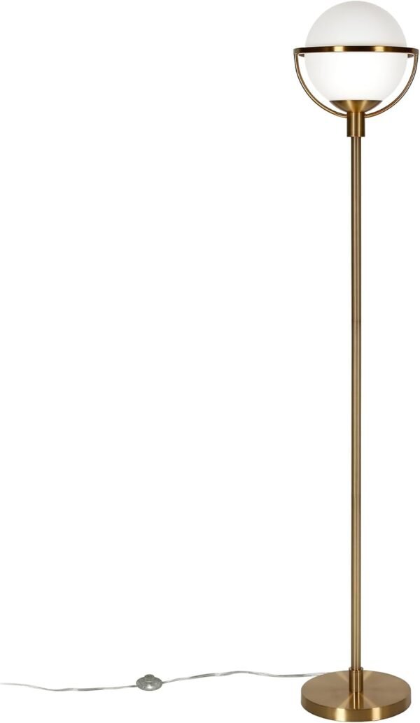 Order affordable Henn & Hart Ciiona Globe & Stem Floor lamps are brass/white glass tints, 68" - Image 4