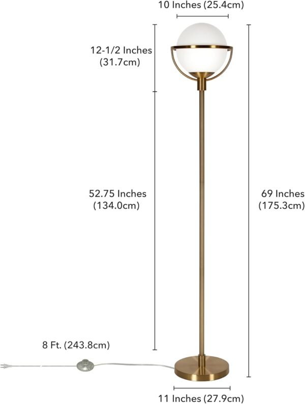 Order affordable Henn & Hart Ciiona Globe & Stem Floor lamps are brass/white glass tints, 68" - Image 5