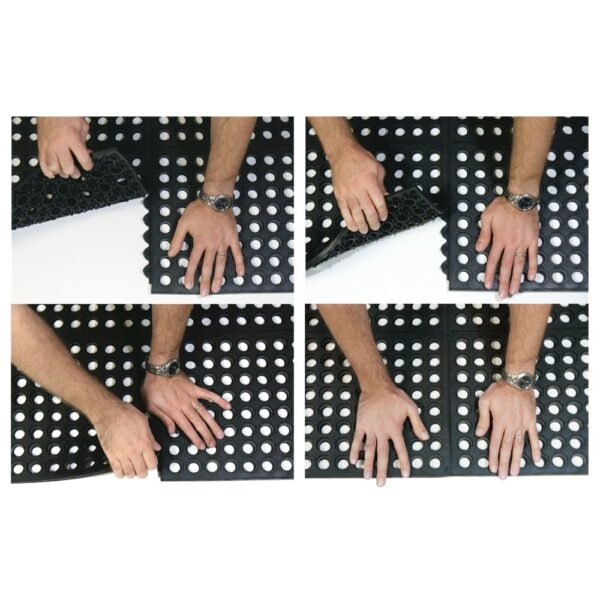 Order affordable Rubber-cal 03-122 -int-bk dura-chef commercial interlock anti-fatigue rubber mat, 36"x36"x1/2", black - Image 6