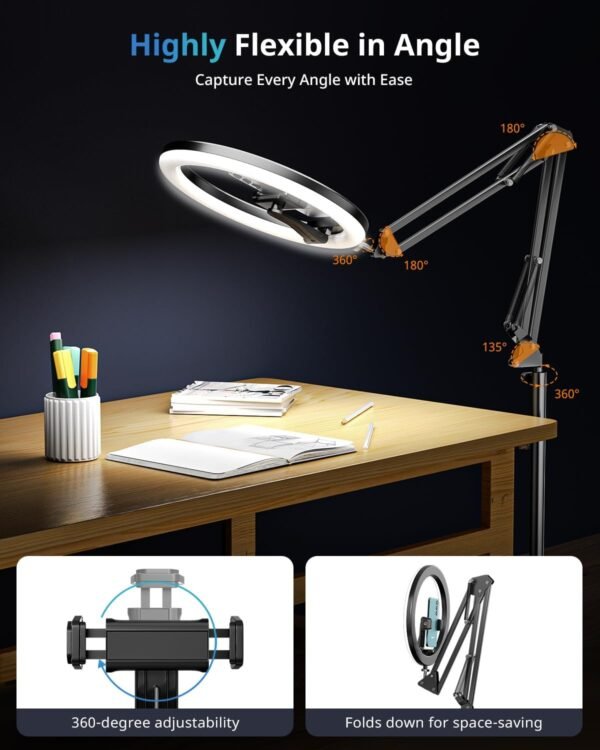Buy recommended Ubeesize 12 inch ring light tripod overhead phone moo holder, ring light with stand, camera mount for photo/live streaming/Tiktok/YouTube content creation - Image 4
