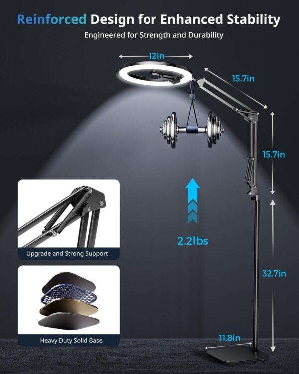 Buy recommended Ubeesize 12 inch ring light tripod overhead phone moo holder, ring light with stand, camera mount for photo/live streaming/Tiktok/YouTube content creation - Image 5