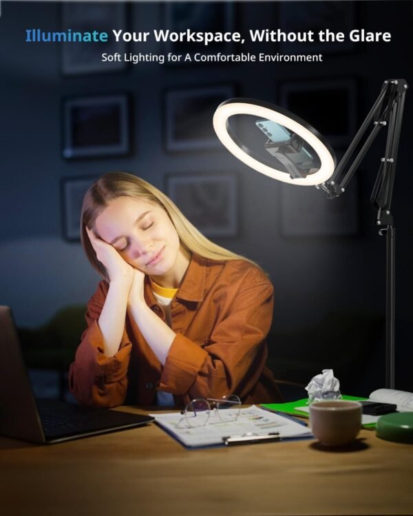 Buy recommended Ubeesize 12 inch ring light tripod overhead phone moo holder, ring light with stand, camera mount for photo/live streaming/Tiktok/YouTube content creation - Image 6