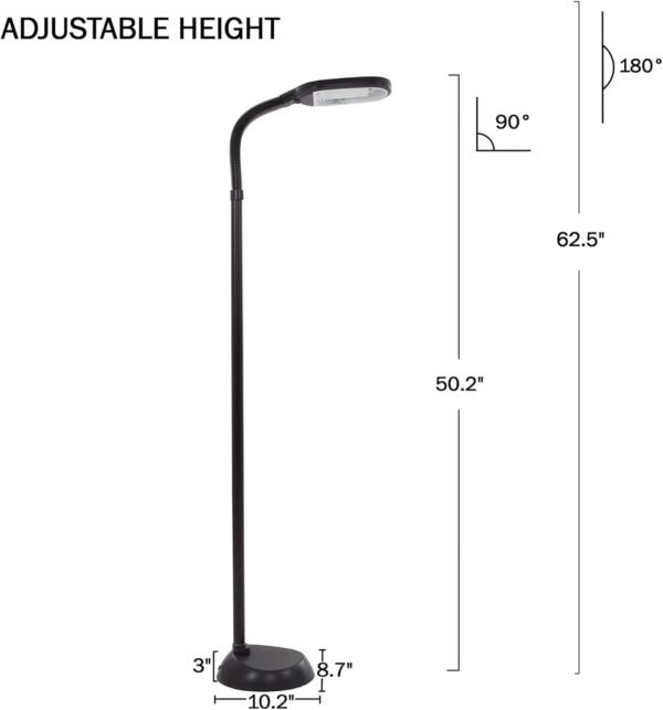 Grab high-quality Floor lamp - Full-spectral natural sunlight lamp with blessed neck - Reading, crafts, studying, aesthetic light (black) by a gorgeous home - Image 3