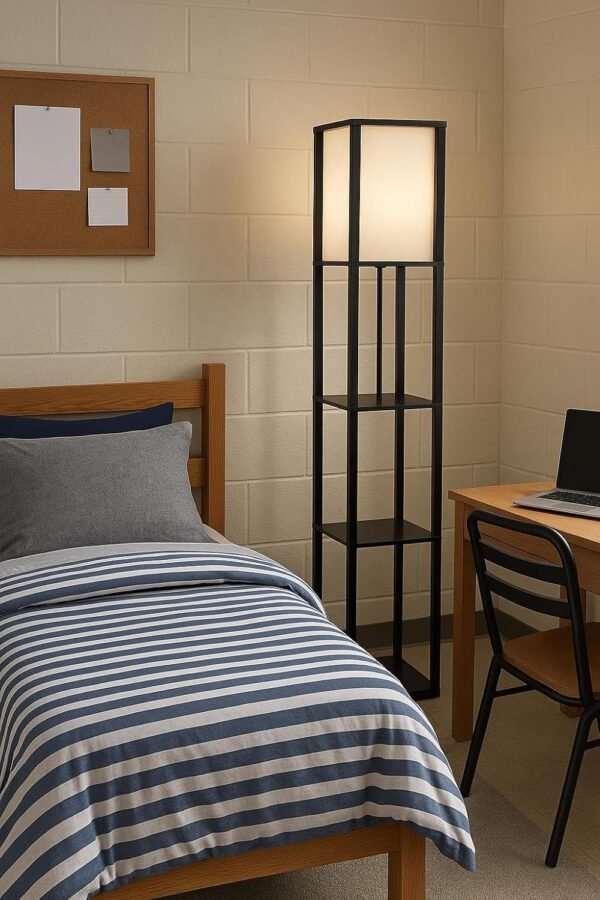 Buy high-quality Urban lifestyle modern black shelf floor lamp with fabric shad - Image 4