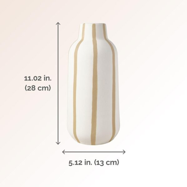 Order the best Element Sand Striped Texture Stoneware Ceramic Vase, 5.12x5.12x11.02 inch - Image 3