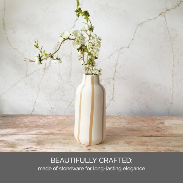 Order the best Element Sand Striped Texture Stoneware Ceramic Vase, 5.12x5.12x11.02 inch - Image 5