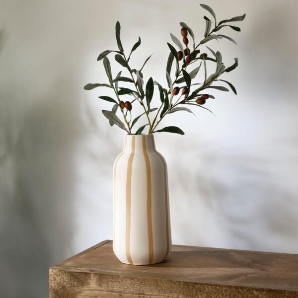 Order the best Element Sand Striped Texture Stoneware Ceramic Vase, 5.12x5.12x11.02 inch - Image 7