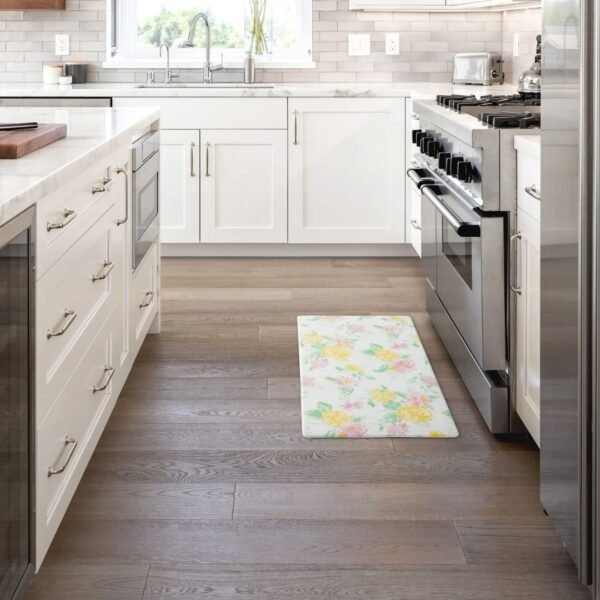 Order affordable Martha Stewart Amber Floral Daisy Stripe Preversible Waterproof Kitchen Mat, Pink/Yellow, 20"x39" - Image 3