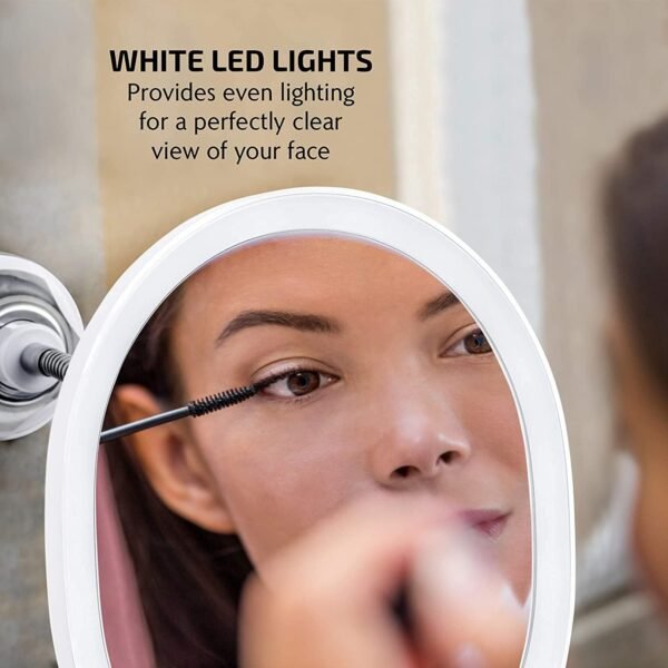 Explore affordable ovent 9'' Rechargeable Light Dead Mount Makeup Mirror Mini Magnetic 10x Magnetic Mirror, Touch Screen Dimming Lighting, Flexible Goose Neck, Suction Mount, White Mow22w - Image 5