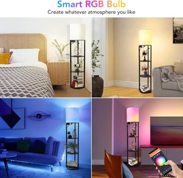 Explore high-quality Garmon floor lamp with shelf, smart RGB shelf floor lamp with 2 USB ports and 1 power outlet, bedroom, living room and office display - Classic Black - Image 5