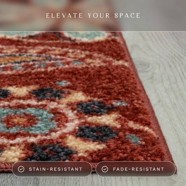 Explore high-quality Maple's Rug Regie Floral Kitchen Rug - Made in America - Washable, Non-slip Indoor Carpet, Foyer, Kitchen, Bathroom, 2'6 x 3'10, Merlot - Image 5