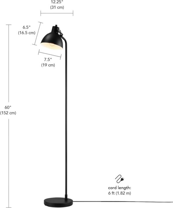 Order recommended Glove Electric 60" Floor Lamp, Matte Black, On/Off Floor Switch Socket, 6ft Black Code, Read Light, Bedroom, Living Room, Home Decor - Image 9