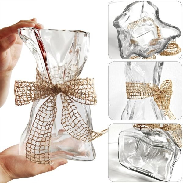 Grab the best Transparent irregular shape modern minimalist glass vase - Fashionable Marcheze home decoration for flowers, centerpieces, kitchen, office, wedding, holiday - Image 4
