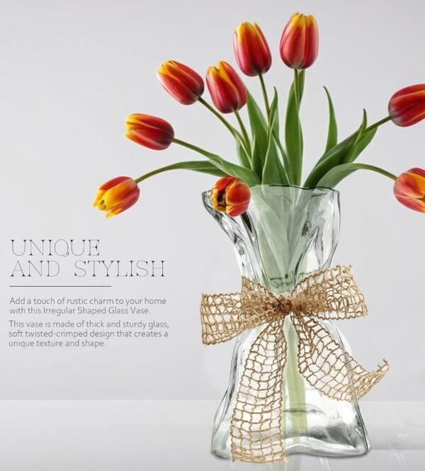 Grab the best Transparent irregular shape modern minimalist glass vase - Fashionable Marcheze home decoration for flowers, centerpieces, kitchen, office, wedding, holiday - Image 5