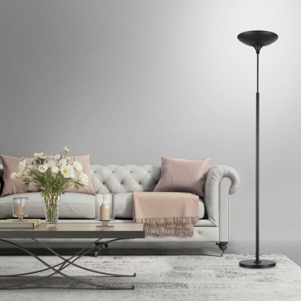 Buy affordable Globe Electric 12784 LED Floor Lamp Torch Ale, Energy Star Certified, Dimmable, Ultra Bright, 43W, 3010 Lumens, Matte Black Finish, 70.9" - Image 4