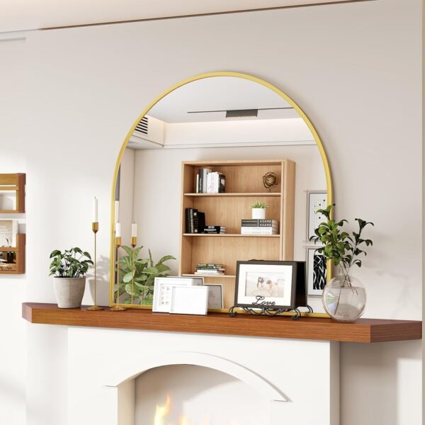 Buy the best Arched Wall Mirror, 31 x 32 inch arch bathroom mirror, wall mounted vanity mirror with arch metal frame, modern bathroom vanity mirror for bedroom, living room, hanging or tilting, gold - Image 2