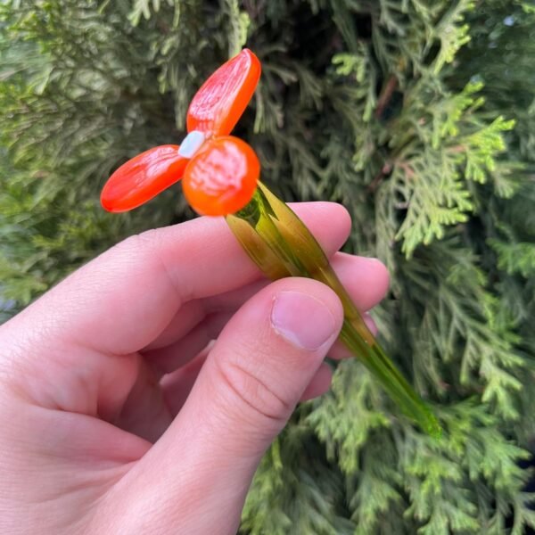 Explore affordable Orange Glass Flower Figurine - Hand Blown Murano Art Glass Flower Sculpture - Miniature Flower Ornaments for Vases - Unique Paper Gifts for Home & Garden Decoration - Image 2