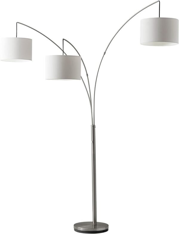 Order affordable Adessso Arc Floor Lamp with 3 Movable Shades and Harmonious Brightness - Perfect lighting for bedroom, living room, corner decoration, brushed steel - Image 2